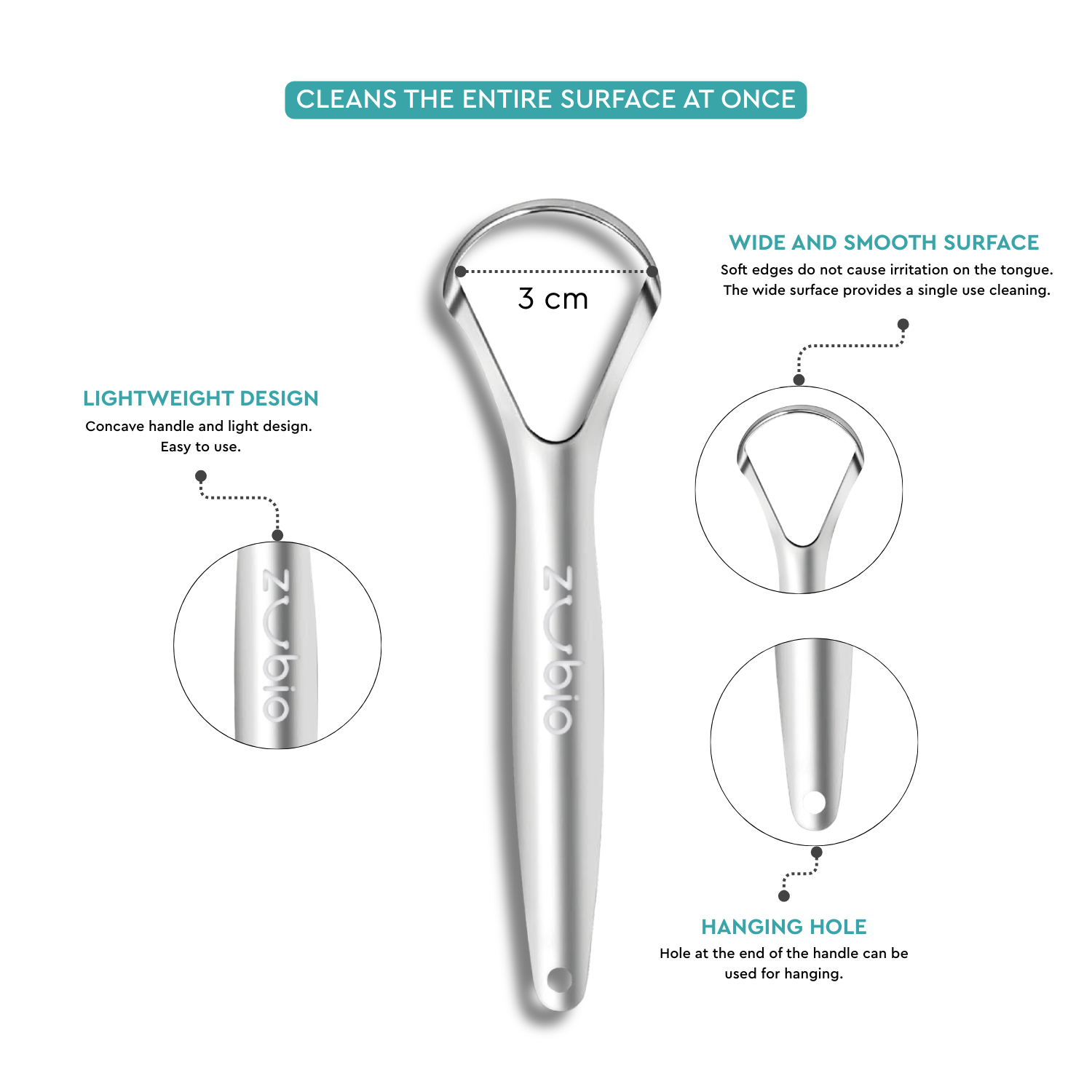 Zubio Stainless Steel Tongue Scrapper