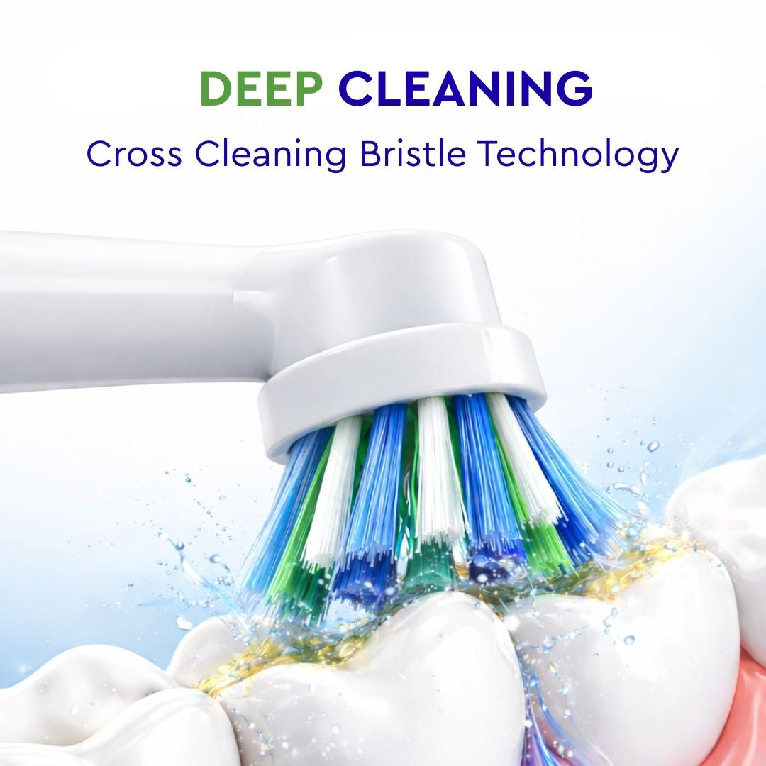 Zubio Cross Cleaning Bristle Technology Electric Toothbrush Heads – 4 Pack